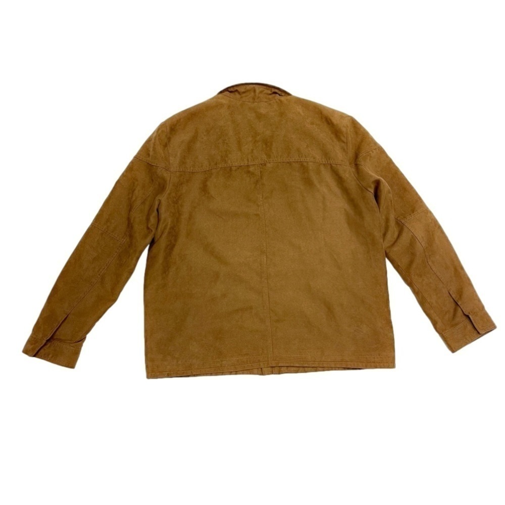SOLD 🔴 Dockers zip up light jacket cognac tan brown suede like size XL - Picture 2 of 15